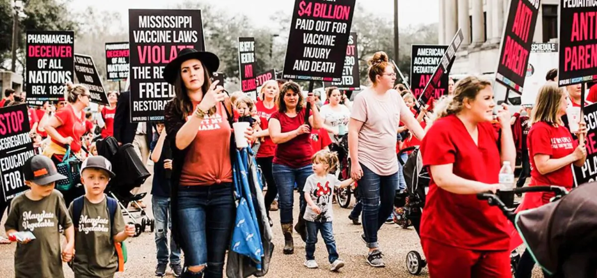 Mississippi Patriots for Vaccine Rights Rally in Jackson, Mississippi, in 2020. (Courtesy of MaryJo Perry)