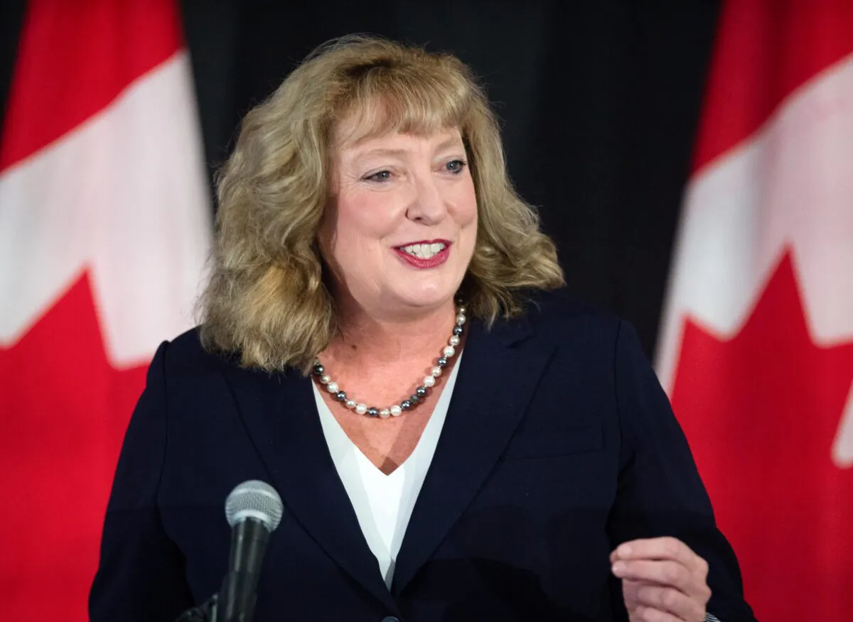 Marilyn Gladu addresses the crowd at a federal Conservative leadership forum during the annual general meeting of the Nova Scotia Progressive Conservative party in Halifax on Saturday, February 8, 2020. The 2020 Conservative Party of Canada leadership election will be held on June 27, 2020. THE CANADIAN PRESS/Andrew Vaughan