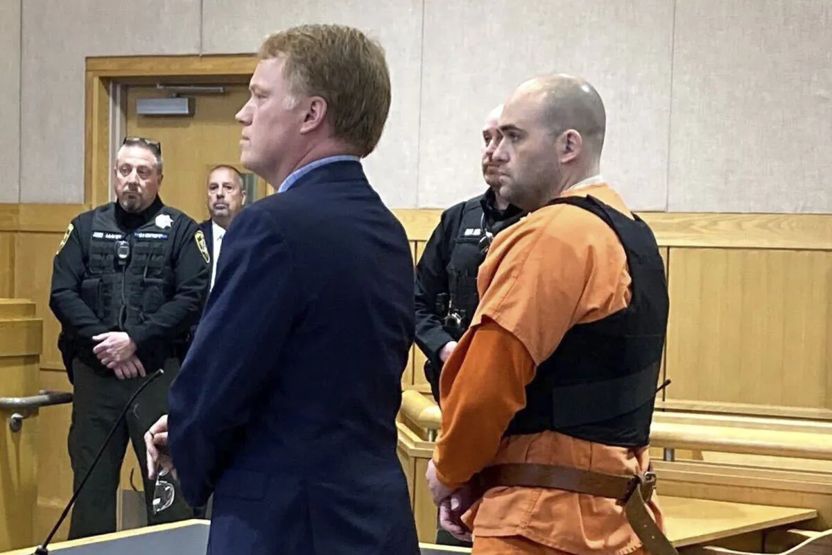 Joseph Eaton, the suspect in a shooting spree in Maine, appears in court in West Bath, Maine, on April 20, 2023. (Patrick Whittle/AP Photo)