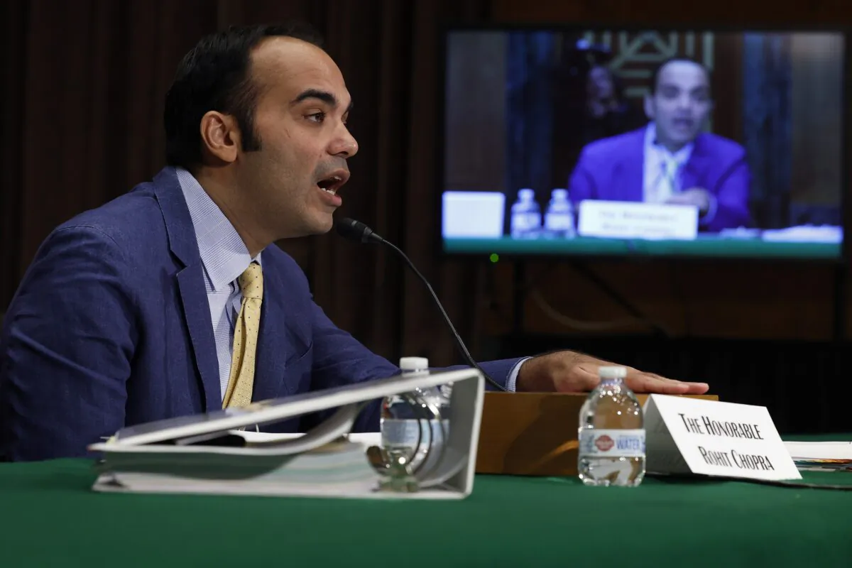 Consumer Financial Protection Bureau Director Rohit Chopra testifies before the Senate Banking, Housing and Urban Affairs Committee in the Dirksen Senate Office Building on Capitol Hill in Washington on Dec. 15, 2022. (Chip Somodevilla/Getty Images)