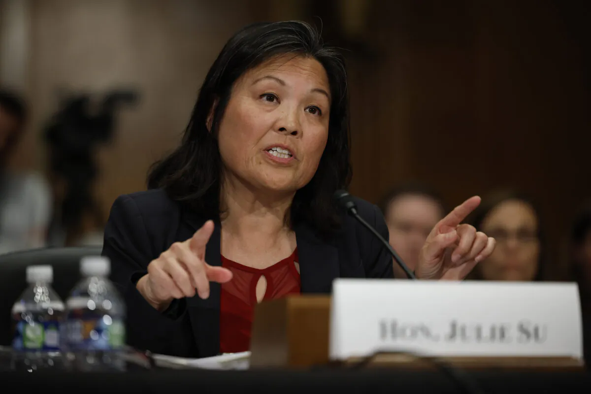 Deputy Labor Secretary Julie Su testifies before the Senate Health, Education, Labor and Pensions Committee during her confirmation hearing to be the next secretary of the Labor Department in the Dirksen Senate Office Building on Capitol Hill on April 20, 2023. (Chip Somodevilla/Getty Images)