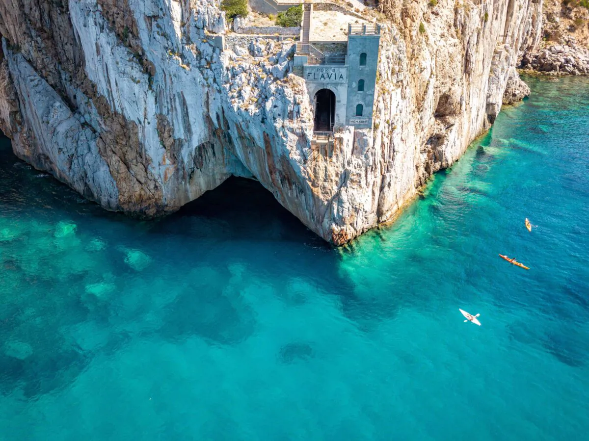 Aerial view of sea and coastline, Sardinia, Italy. (iacomino FRiMAGES/Shutterstock)