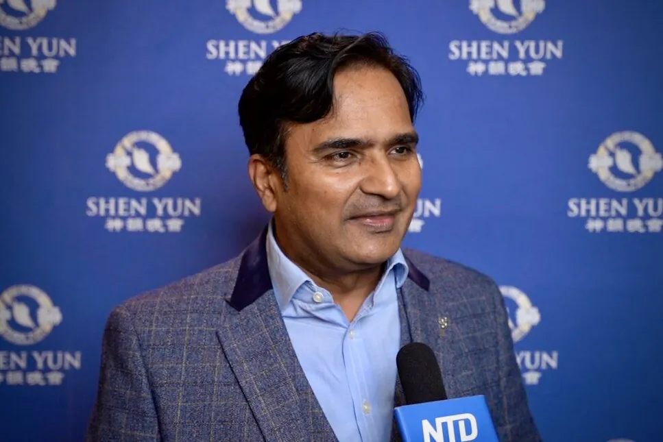 Faisal Shaukat, who runs an events management company, attended Shen Yun Performing Arts at Eventim Apollo on the evening of April 20, 2023. (NTD)