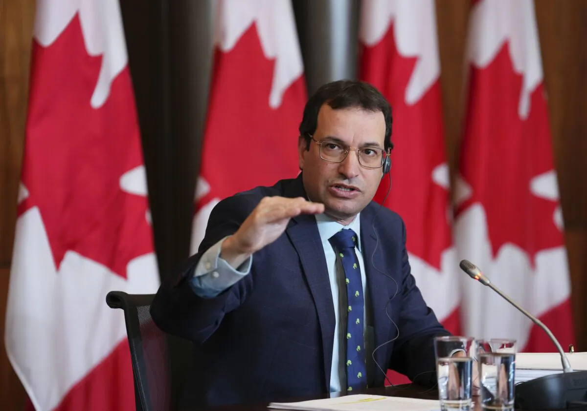 Jerry DeMarco, Commissioner of the Environment and Sustainable Development, holds a press conference in Ottawa on April 20, 2023. (The Canadian Press/Sean Kilpatrick)