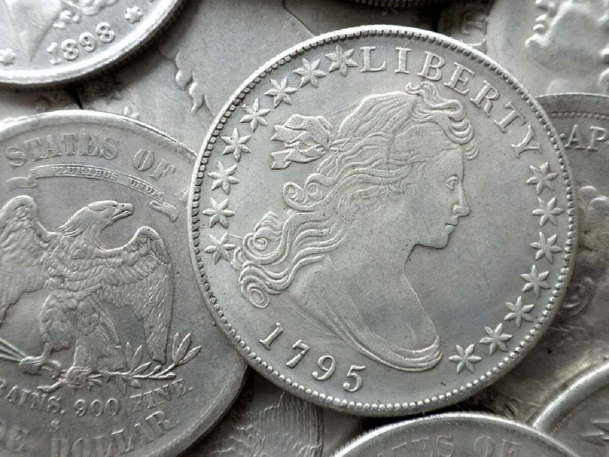American Silver Dollar 1795 in a collection of old coins. (AustralianCamera / Shutterstock)
