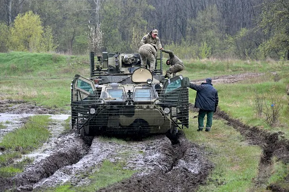 An assault brigade of the National Guard of Ukraine, on April 21, 2023. (Sergey Bobok /AFP via Getty Images)