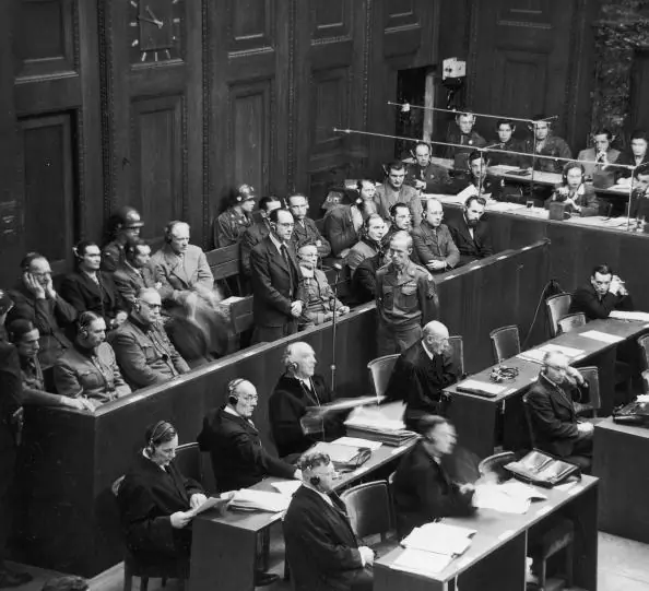 The courtroom during the Nuremberg Trials, circa 1945, attended by Army Chaplain Henry Gerecke, who provided spiritual service to the Nazis on trial.  (Fotosearch/Getty Images)