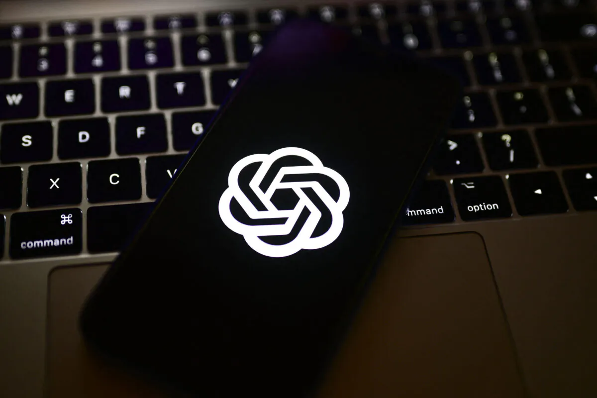 A smartphone displaying the logo of the artificial intelligence OpenAI research laboratory, in Manta, Italy, on March 31, 2023. (Marco Bertorello/AFP via Getty Images)