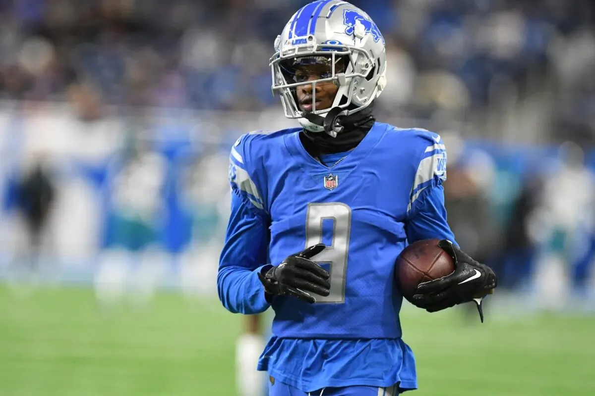 Detroit Lions wide receiver Jameson Williams (9) warms up prior to his first game for the Lions coming off injury against the Jacksonville Jaguars at Ford Field in Detroit on Dec. 4, 2022. (Lon Horwedel/USA TODAY Sports via Field Level Media)