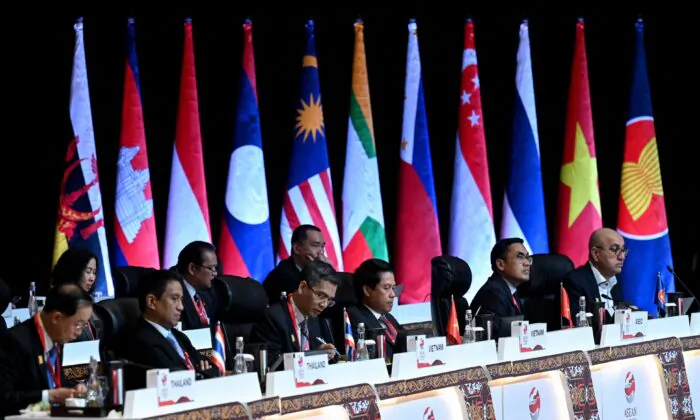 Delegates attend the Association of Southeast Asian Nations (ASEAN) Finance Ministers' and Central Bank Governors' meeting in Nusa Dua on Indonesia's resort island of Bali on March 31, 2023. (SONNY TUMBELAKA/AFP via Getty Images)