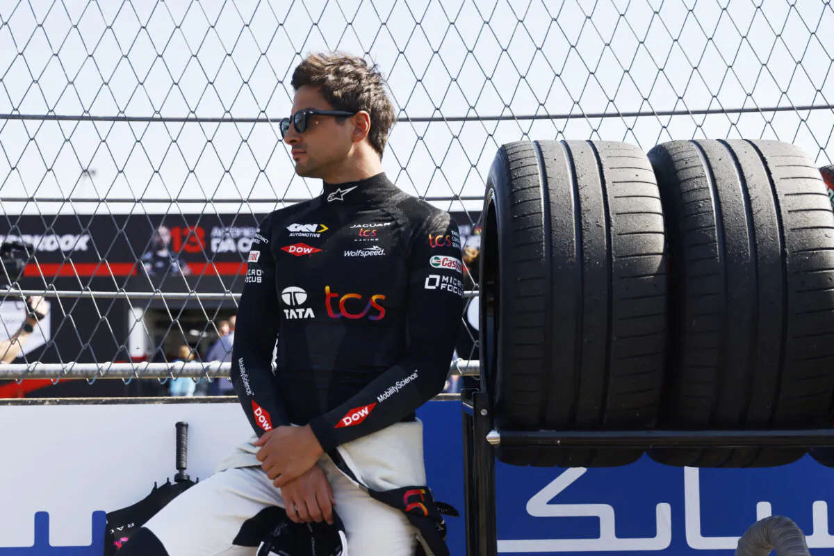 Mitch Evans of Jaguar TCS Racing during the ABB FIA Formula E Championship-2023 Sabic Berlin E-Prix Round 8 in Berlin on April 22, 2023. (Handout/Jaguar Racing via Getty Images)