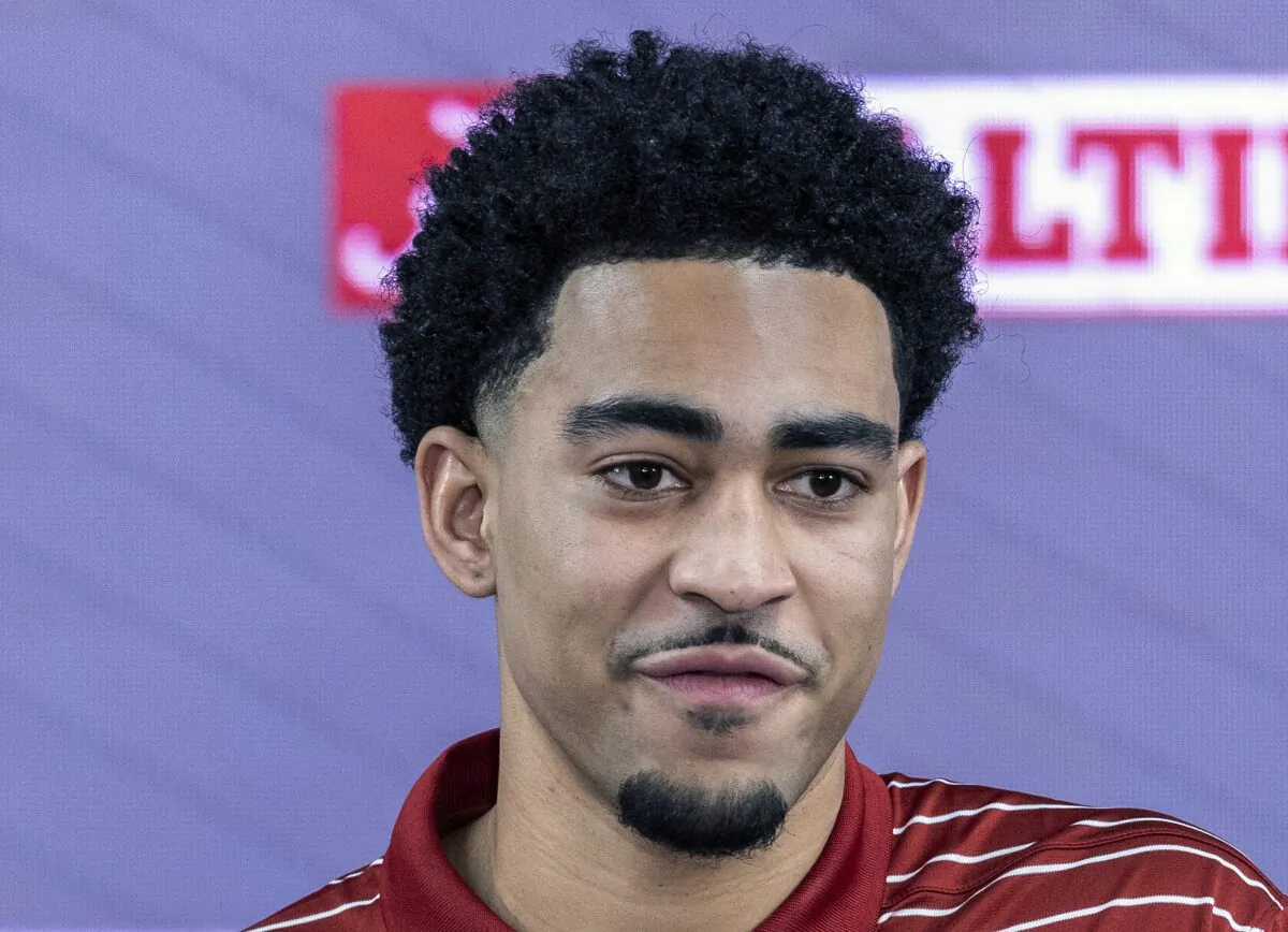 Alabama quarterback Bryce Young declares for the NFL draft in Tuscaloosa, Ala., on Jan. 2, 2023. (Vasha Hunt/AP Photo)