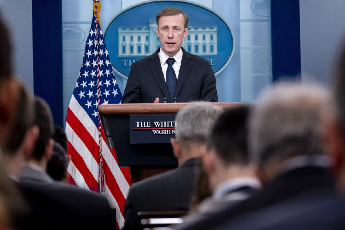 White House national security adviser Jake Sullivan speaks at a press briefing at the White House on April 24, 2023. (Andrew Harnik/AP Photo)