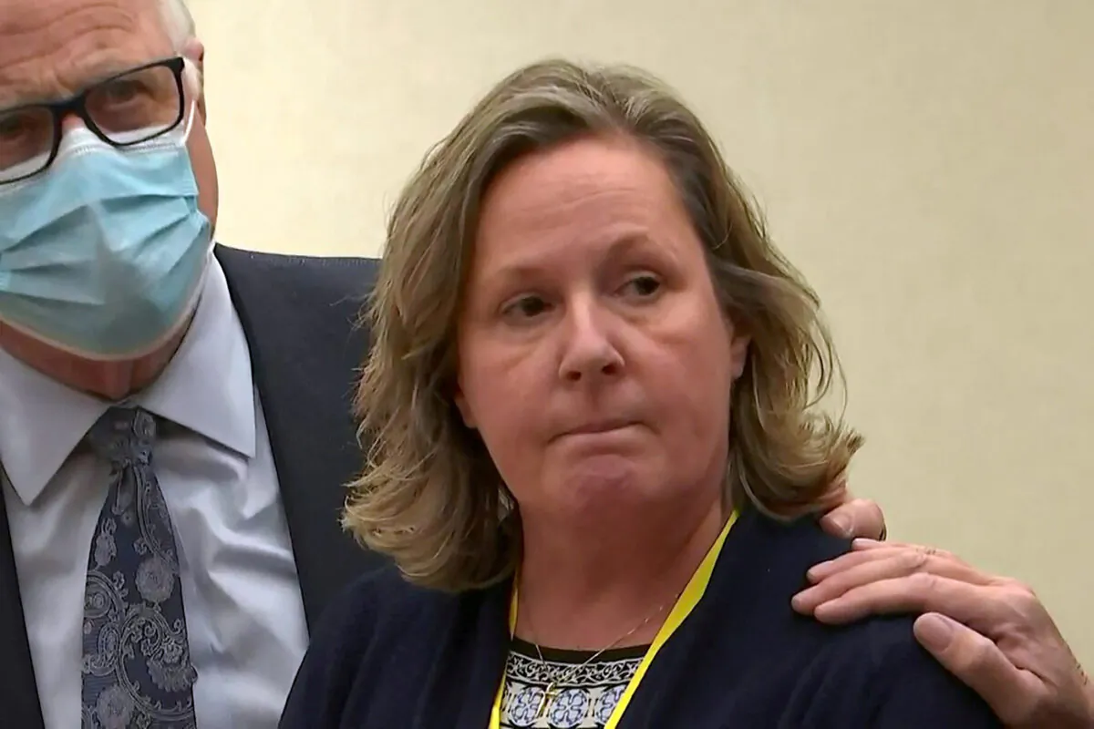 Former police officer Kimberly Potter awaits her verdict in Minneapolis on Dec. 23, 2021, in a still image from video. (Pool via Reuters)