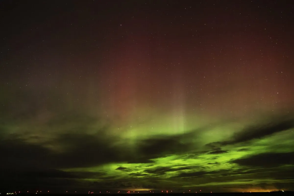 An aurora borealis, also known as the northern lights, in the night sky near Washtucna, Wash., in the early morning hours of April 24, 2023. (Ted S. Warren/AP Photo)