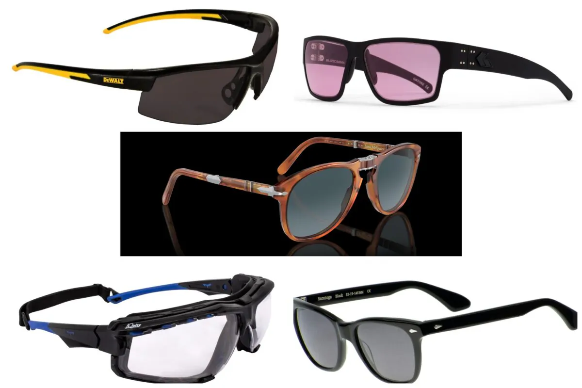 (Courtesy of DeWalt, Gatorz, American Optical, Persol, Radians)