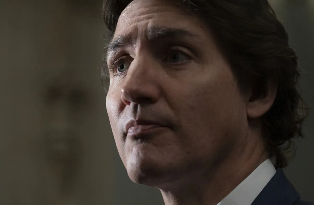 Prime Minister Justin Trudeau listens to a question as he speaks with reporters before a meeting of the cabinet on Parliament Hill, April 25, 2023 in Ottawa. (The Canadian Press/Adrian Wyld)