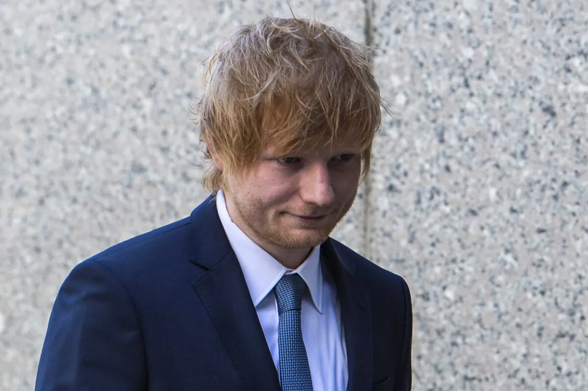 Ed Sheeran walks into Manhattan federal court in New York on April 25, 2023. (Brittainy Newman/AP Photo)