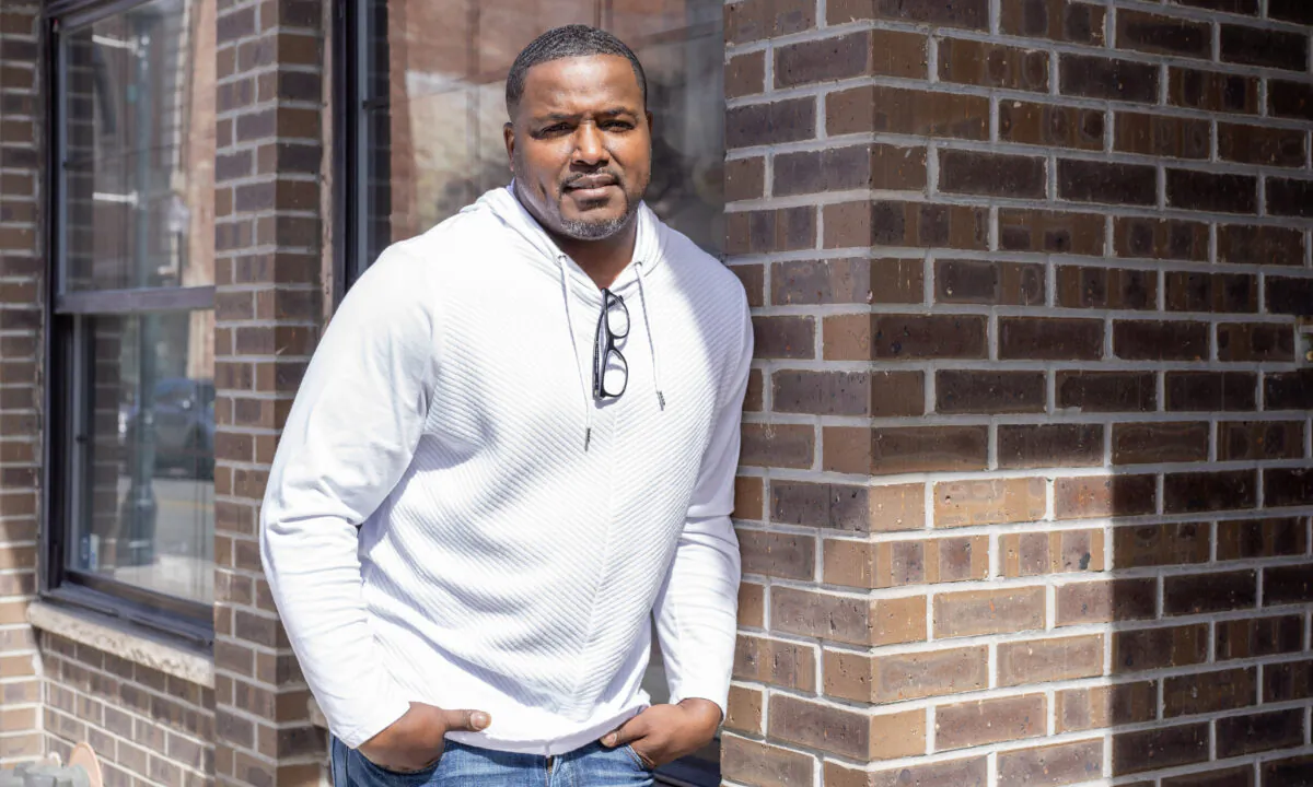 Anthony Williams on North Street in downtown Middletown, N.Y., on April 4, 2023. (Cara Ding/The Epoch Times)