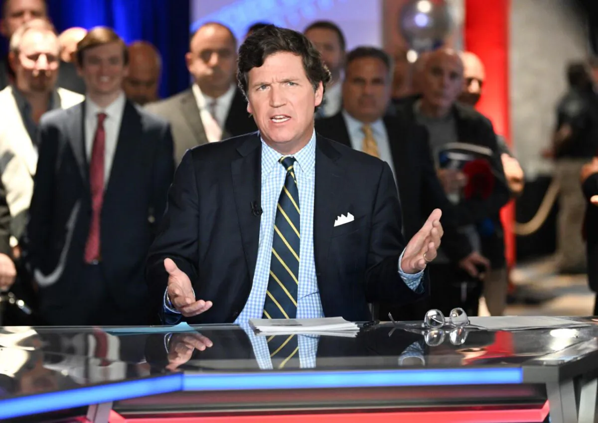 Ex-Fox News host Tucker Carlson speaks during 2022 FOX Nation Patriot Awards at Hard Rock Live at Seminole Hard Rock Hotel & Casino Hollywood in Hollywood, Fla., on Nov. 17, 2022. (Jason Koerner/Getty Images)