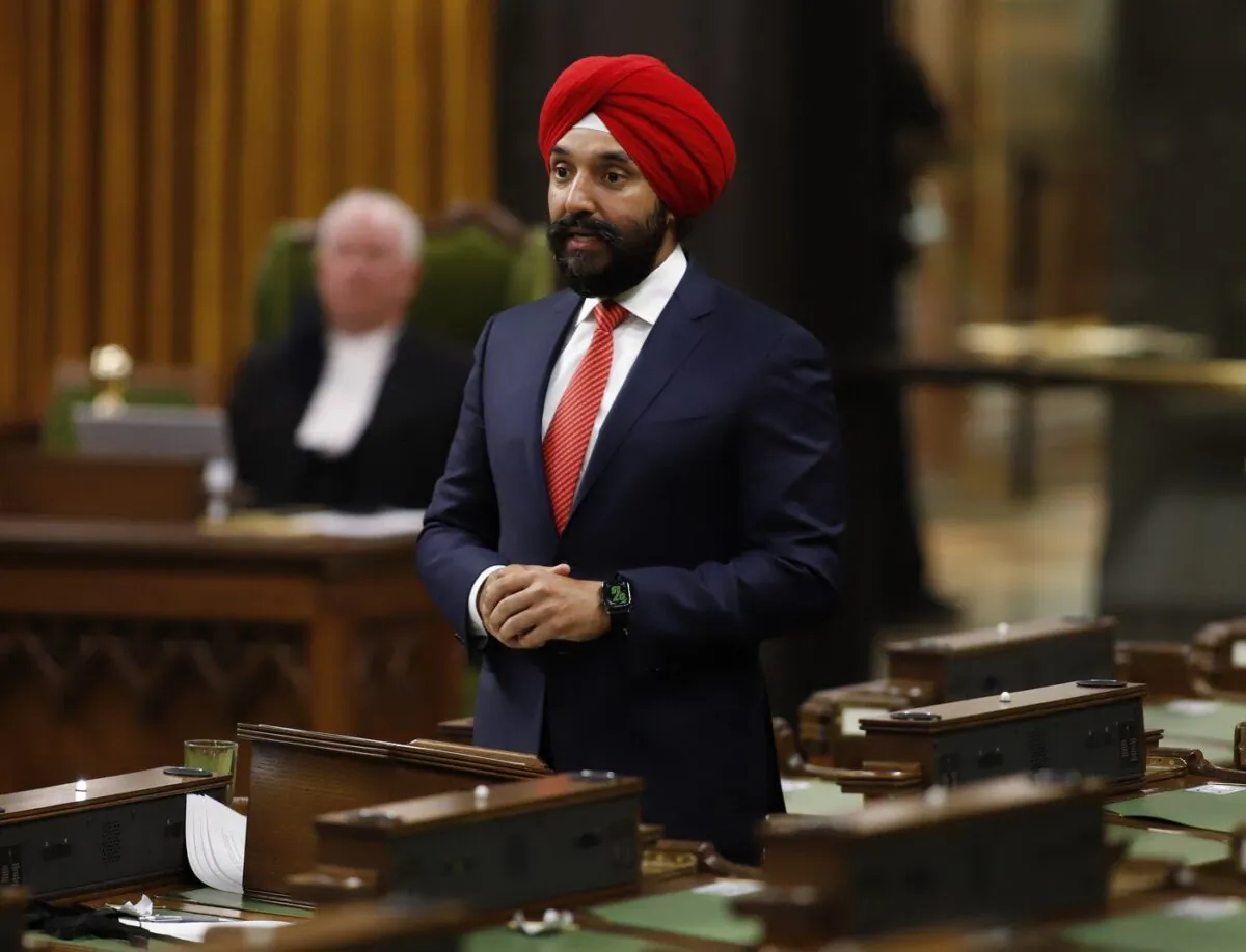 Liberal MP Navdeep Bains delivers a farewell speech in the House of Commons on Parliament Hill in Ottawa on June 15, 2021. (The Canadian Press/ Patrick Doyle)
