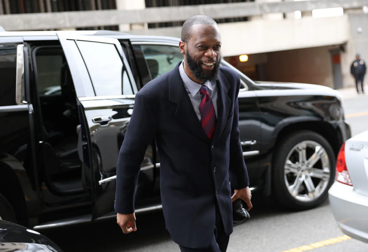 Pras Michel, a member of the 1990's hip-hop group the Fugees, arrives at U.S. District Court in Washington, on March 31, 2023. (Kevin Dietsch/Getty Images)