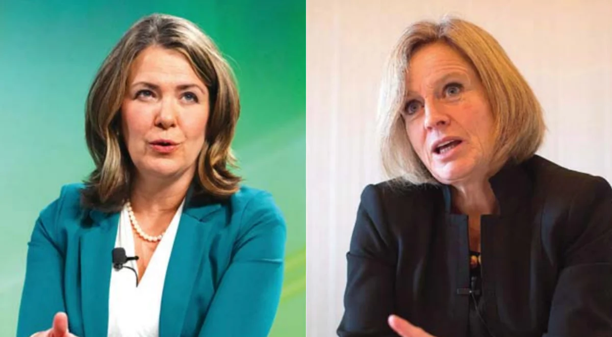 UCP Leader Danielle Smith (L) and Alberta NDP Leader Rachel Notley. (The Canadian Press/Sean Kilpatrick) (The Canadian Press/Darryl Dyck)