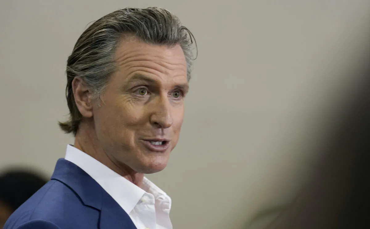 California Gov. Gavin Newsom speaks at a news conference in Sacramento, Calif., on March 16, 2023. (Rich Pedroncelli/AP Photo)