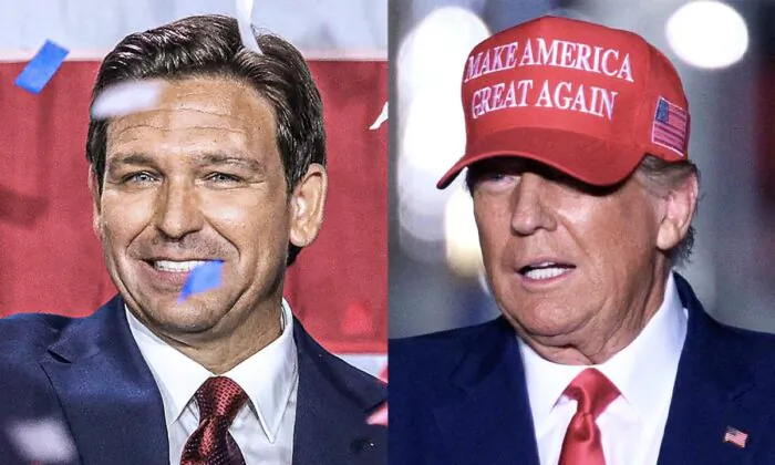 (L-R) Florida Gov. Ron DeSantis and Former President Donald Trump. (Giorgio Viera/Angela Weiss/Getty Images)