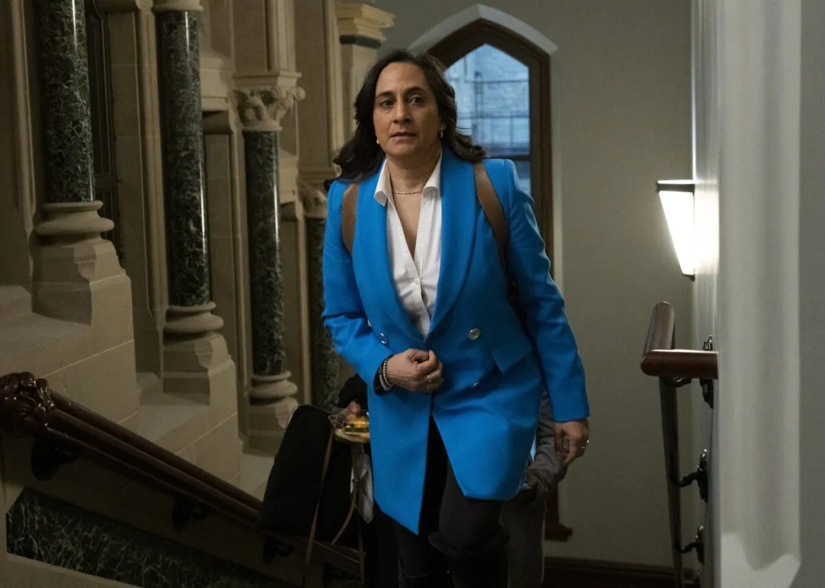 Defence Minister Anita Anand arrives at a cabinet meeting on Parliament Hill, April 25, 2023 in Ottawa. (The Canadian Press/Adrian Wyld)
