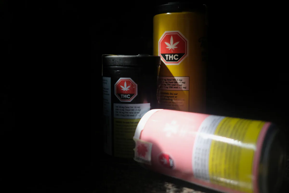 Various cannabis drinks in Toronto on Aug. 13, 2021. (Giordano Ciampini/The Canadian Press)