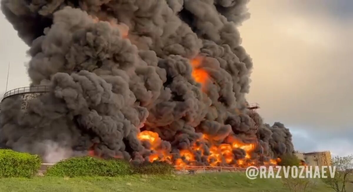 NextImg:Crimea Oil Depot Burns After Suspected Ukrainian Drone Attack