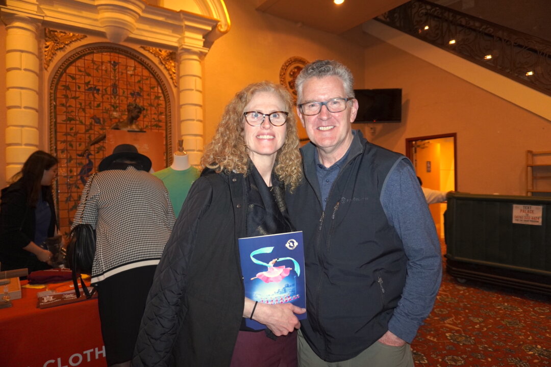 Margaret and Harry Roney enjoyed Shen Yun Performing Arts at the Palace Theatre in Stamford, Conn., on the evening of April 29, 2023. (Sally Sun/The Epoch Times)
