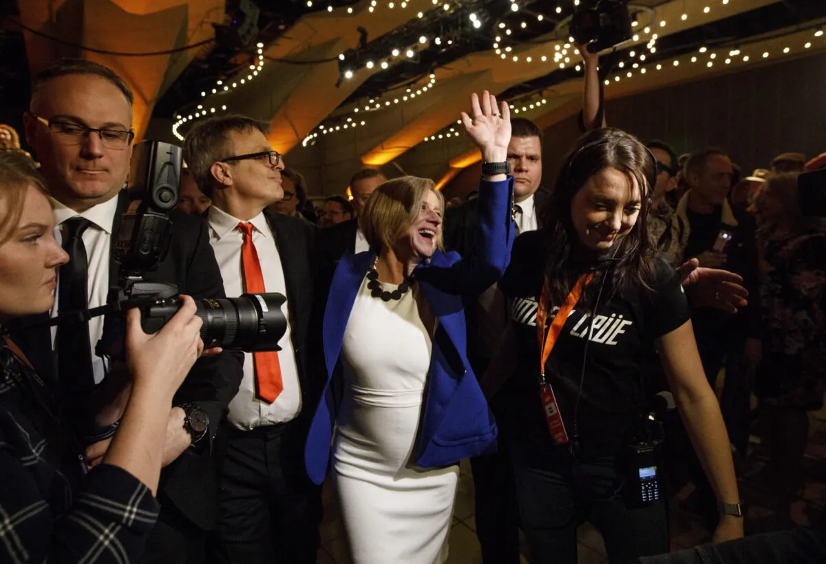 NDP Leader and former premier Rachel Notley and her husband, Lou Arab, leave following a concession speech after Notley loses the election to the UCP, in Edmonton Alta., on April 16, 2019. (The Canadian Press/Jason Franson)