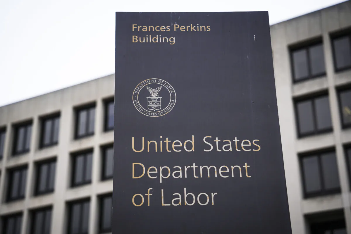 Labor Department building in Washington on April 7, 2023. (Madalina Vasiliu/The Epoch Times)