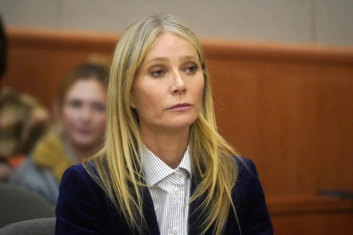 Gwyneth Paltrow reacts to the verdict in her trial in Park City, Utah, on March 30, 2023. (Rick Bowmer/AP Photo)