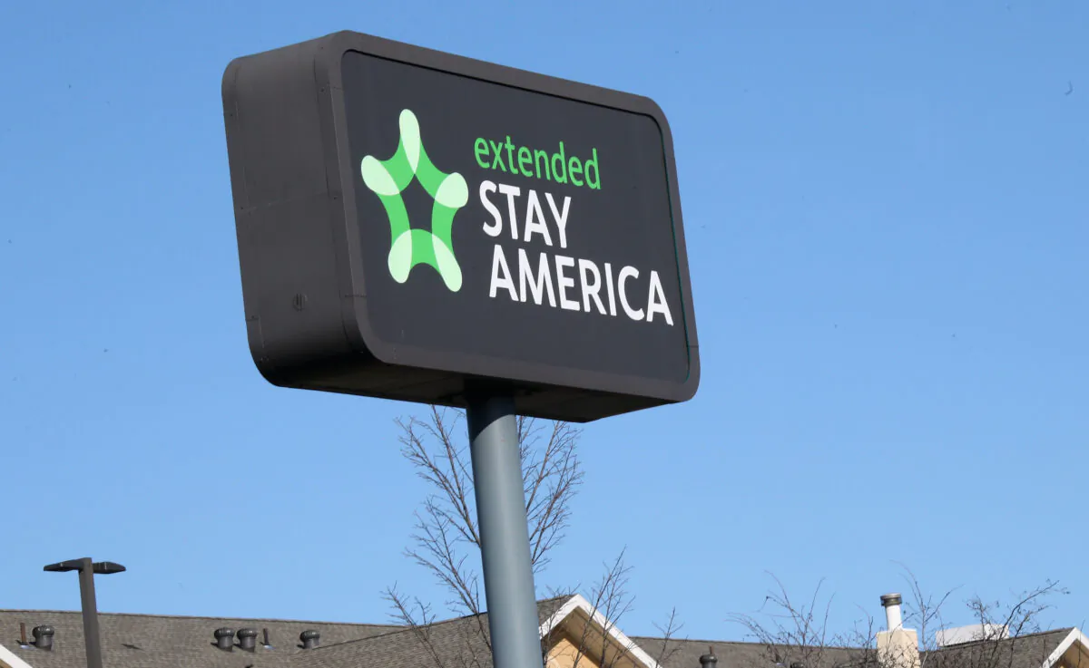 OLD BETHPAGE, NEW YORK  - MARCH 16: An image of the sign for Extended Stay America as photographed on March 16, 2020 in Old Bethpage, New York. (Photo by Bruce Bennett/Getty Images)