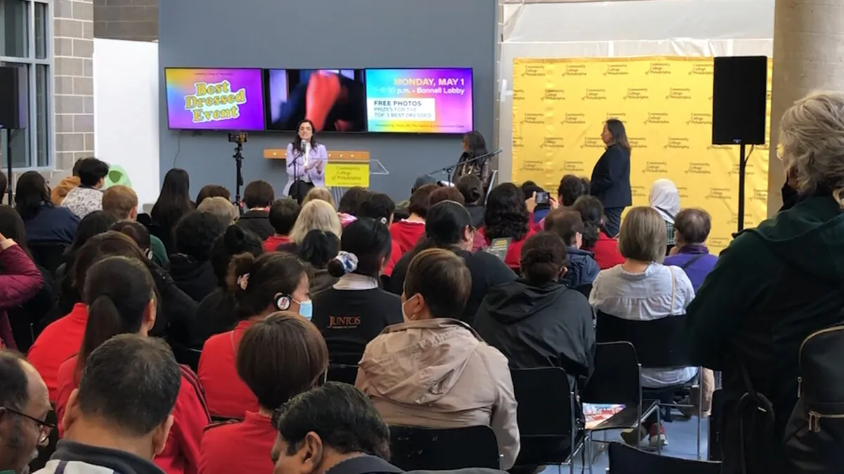 The Mayoral Open House Meeting at Community College of Philadelphia, organized by United Voices for Philadelphia on April 29, 2023. (William Huang/The Epoch Times)