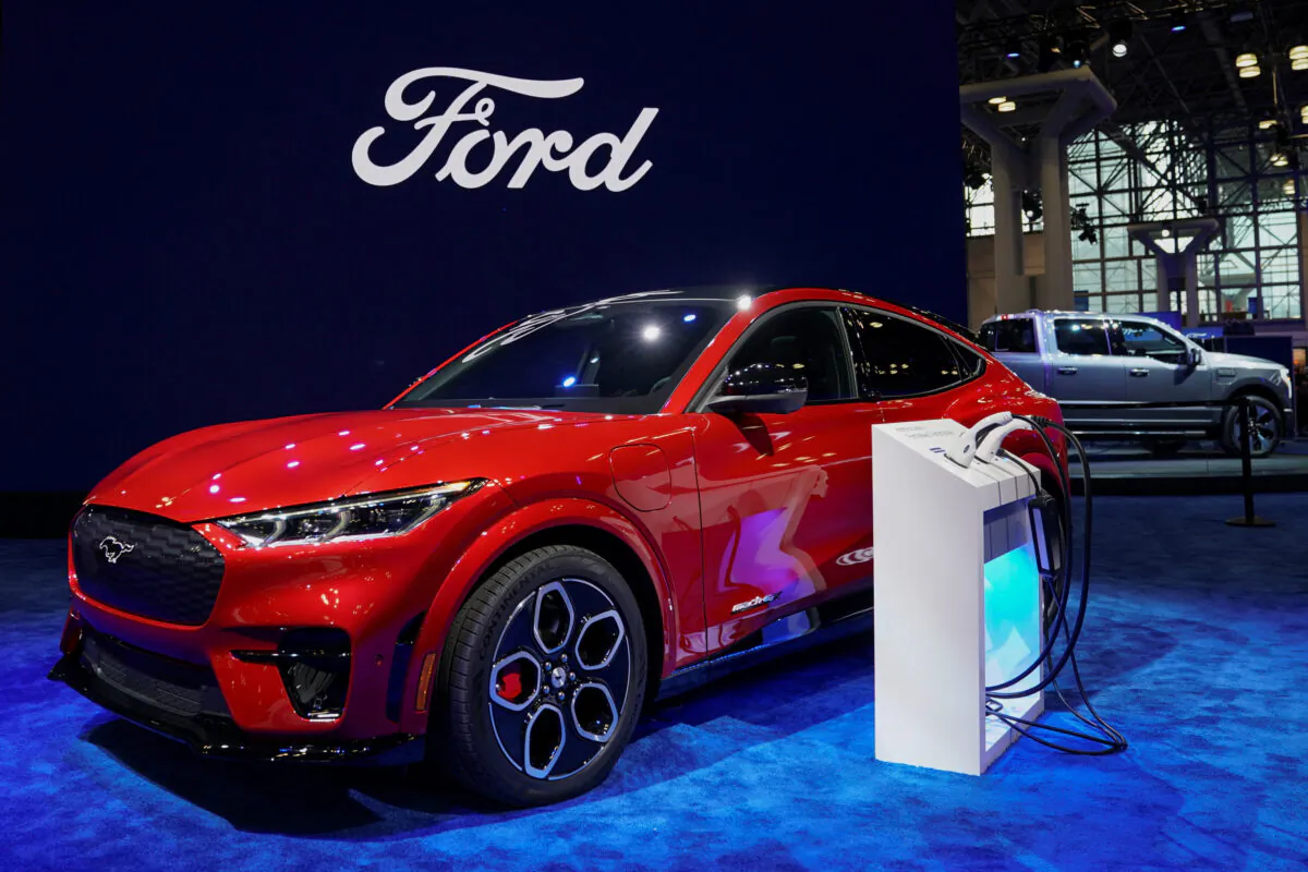 Ford Mustang Mach-E is presented at the New York International Auto Show in Manhattan, New York, on April 5, 2023. (David 'Dee' Delgado/Reuters)