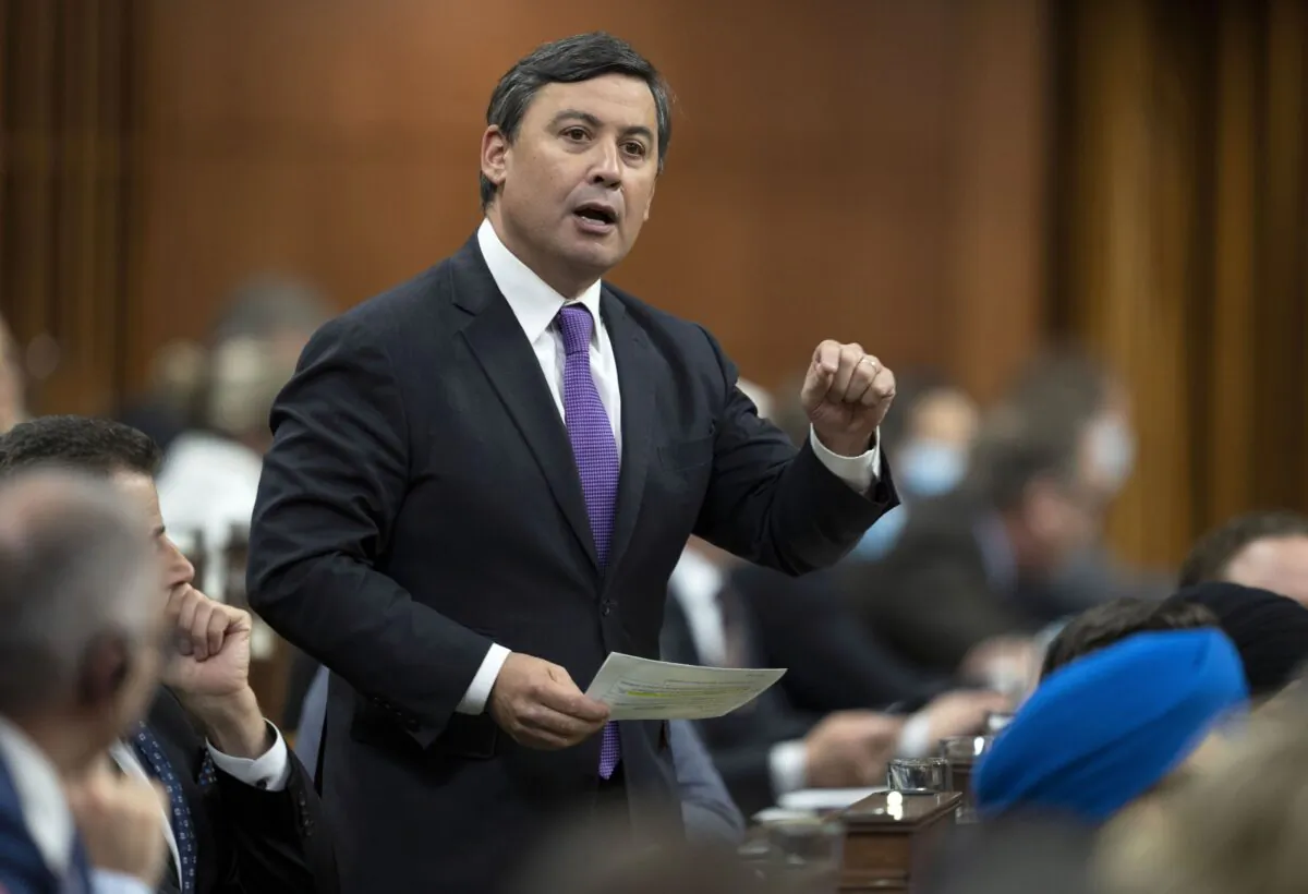 Conservative Foreign Affairs critic Michael Chong rises during question period on Parliament Hill in Ottawa on Nov. 14, 2022. (The Canadian Press/Adrian Wyld)