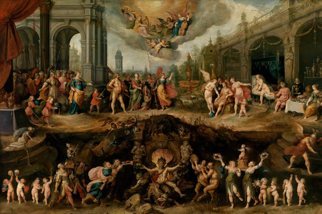 A detail from "Mankind's Eternal Dilemma—The Choice Between Virtue And Vice," 1633, by Frans Francken the Younger. Oil on panel. Musuem of Fine Arts Boston. (Public Domain)