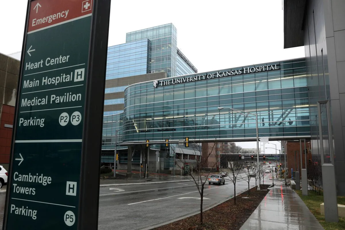 Buildings at the University of Kansas Hospital in Kansas City, Kan., on March 9, 2020. (Charlie Riedel/AP Photo)