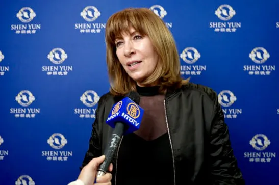 "It's breathtakingly fresh, beautiful, colorful, harmonious, serene," said Martine Heinrich attending Shen Yun at the Palais des Congrès in Paris on April 28, 2023. (NTD)