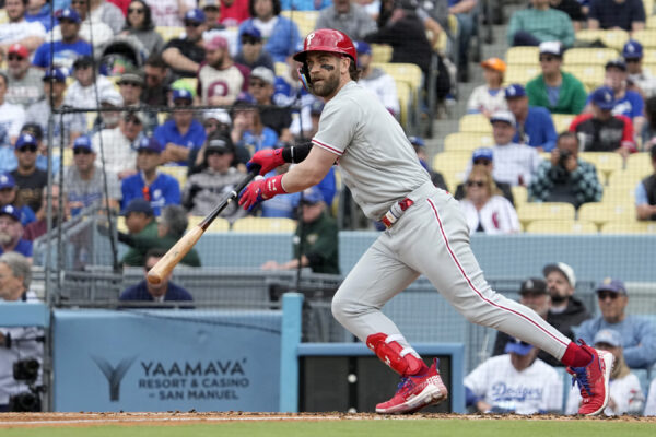 Harper gets 3 hits, but Phillies still swept by Dodgers on walk