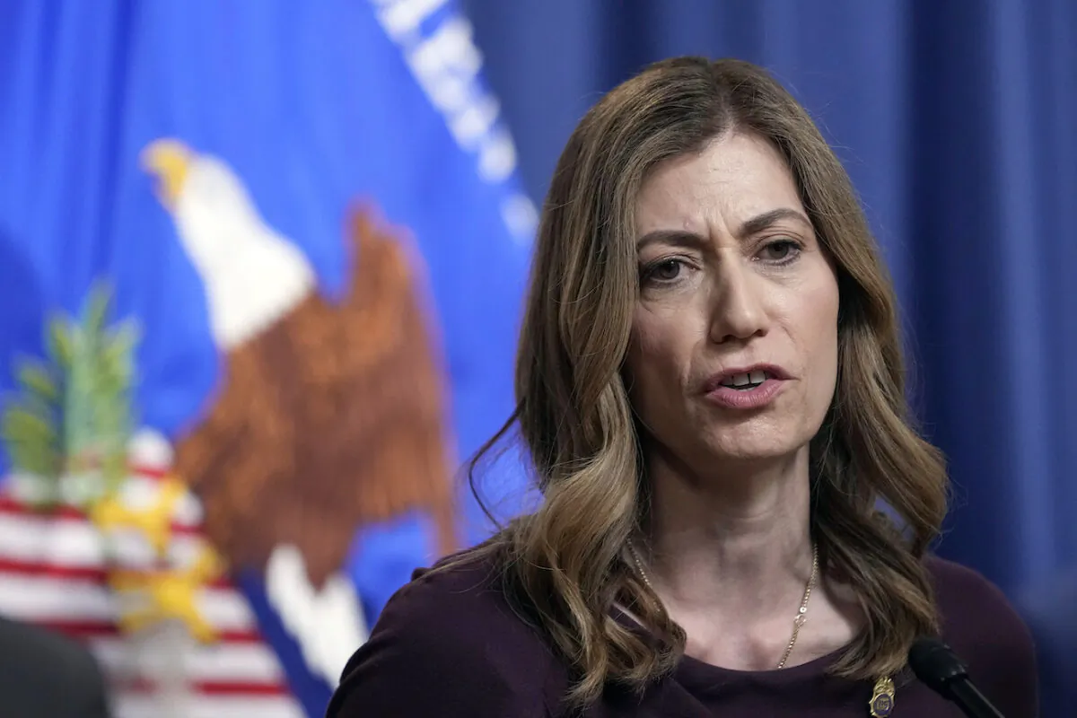 DEA Administrator Anne Milgram speaks during a news conference at the Justice Department in Washington, on April 14, 2023. (Susan Walsh/AP Photo)