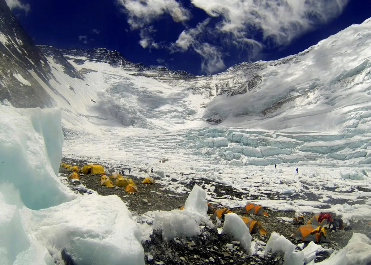 Tents are pitched on Camp 2, as climbers rest on their way to summit the 8,850-meter (29,035-foot) Mount Everest on May 16, 2013. (Pasang Geljen Sherpa/AP Photo)