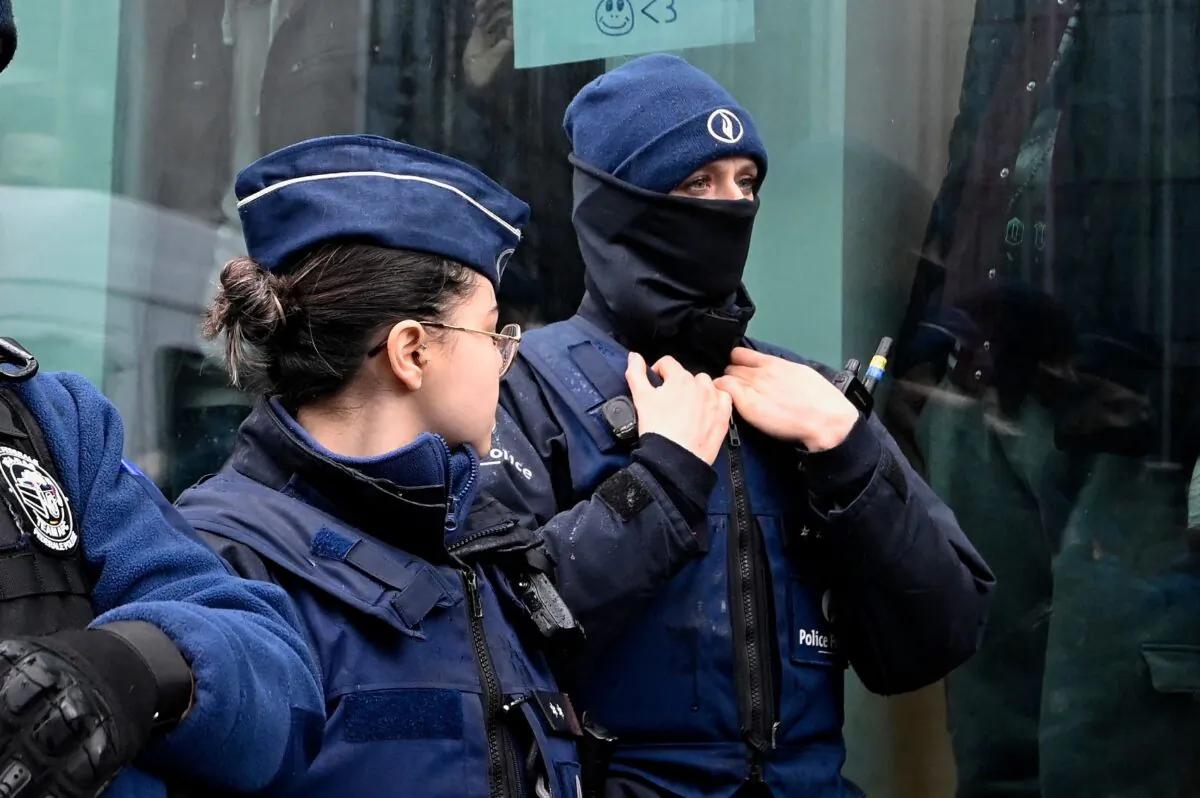 Police officers in Brussels in a file photo. (John Thys/AFP via Getty Images)