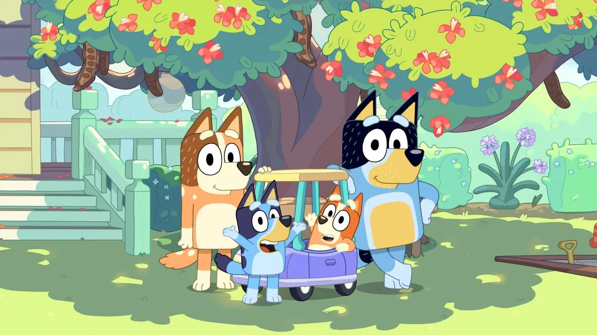 A supplied image obtained on Wednesday, April 1, 2020, of ABC TV children's program Bluey, which has won an International Emmy award. The Ludo Studio animated series about a family of blue heelers won in the Kids: Preschool category, beating other nominees from Germany, Chile and China.. (AAP Image/Supplied by Australian Broadcasting Corporation)