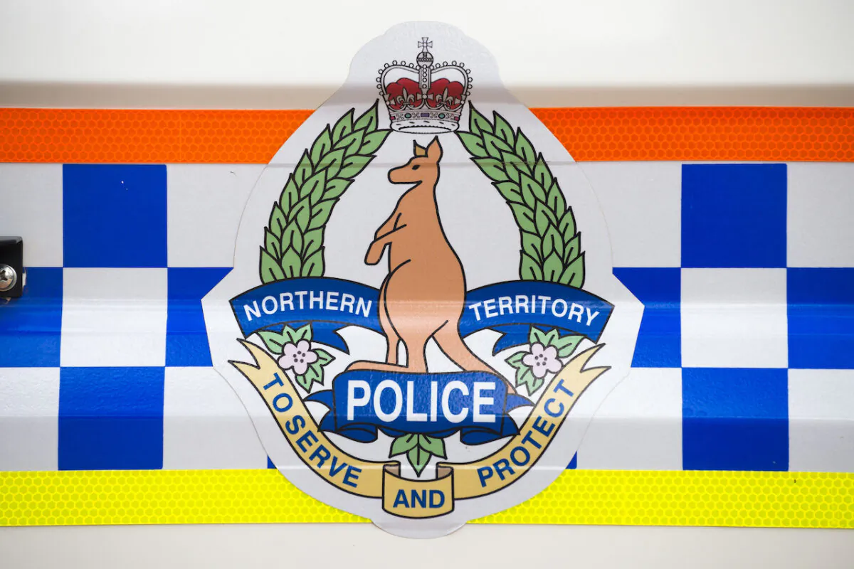 Signage on a Police vehicle in Alice Springs, Northern Territory, Sept 4, 2022. (AAP Image/Aaron Bunch)