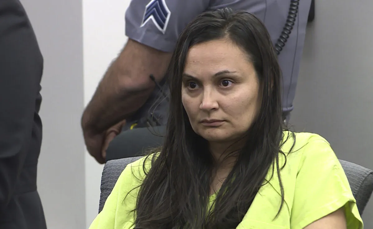 Letecia Stauch appears in El Paso County District Court in Colorado Springs, Colo., on March 11, 2020. (KRDO-TV/The Gazette via AP, Pool)